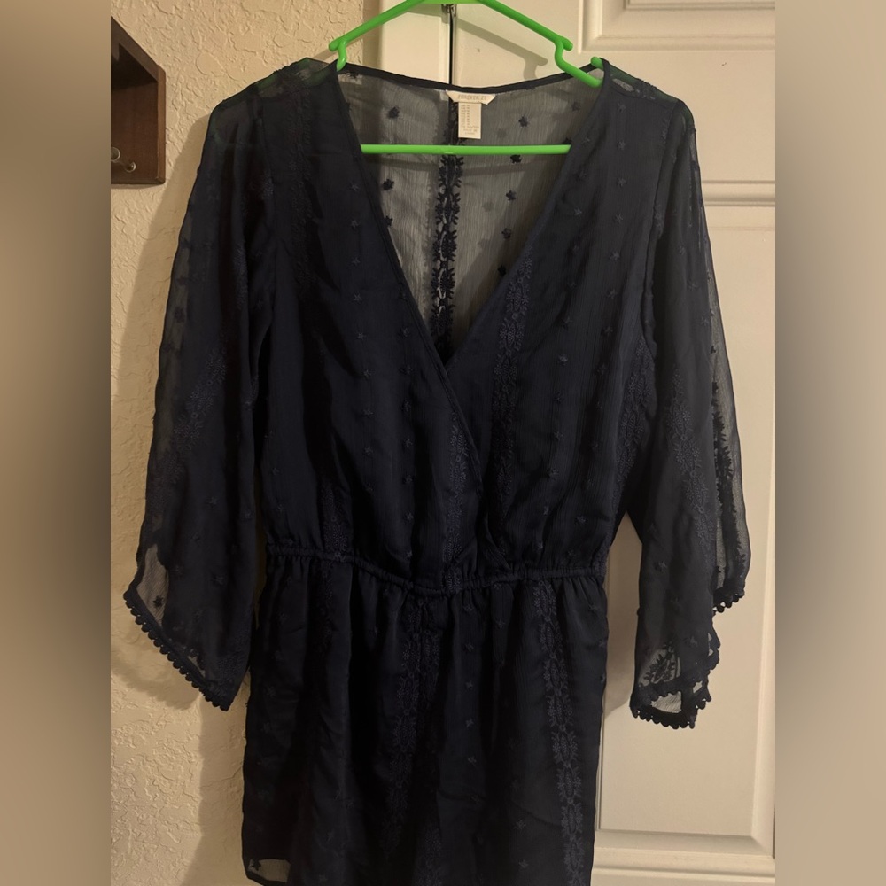 Forever 21 Navy Blue Sheer Jumpsuit